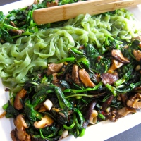 Spicy Shirataki Noodles with Chinese Greens